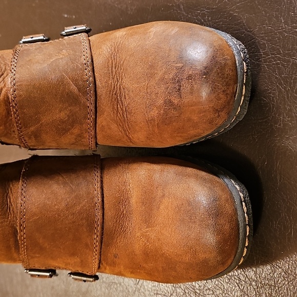 boc Tan Brown Heeled Boots with Buckle Accents - Picture 5 of 11